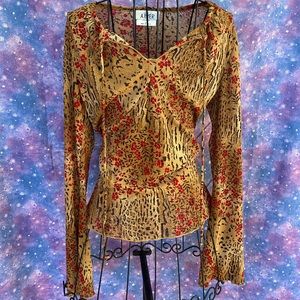 Floral Leopard Blouse, size L